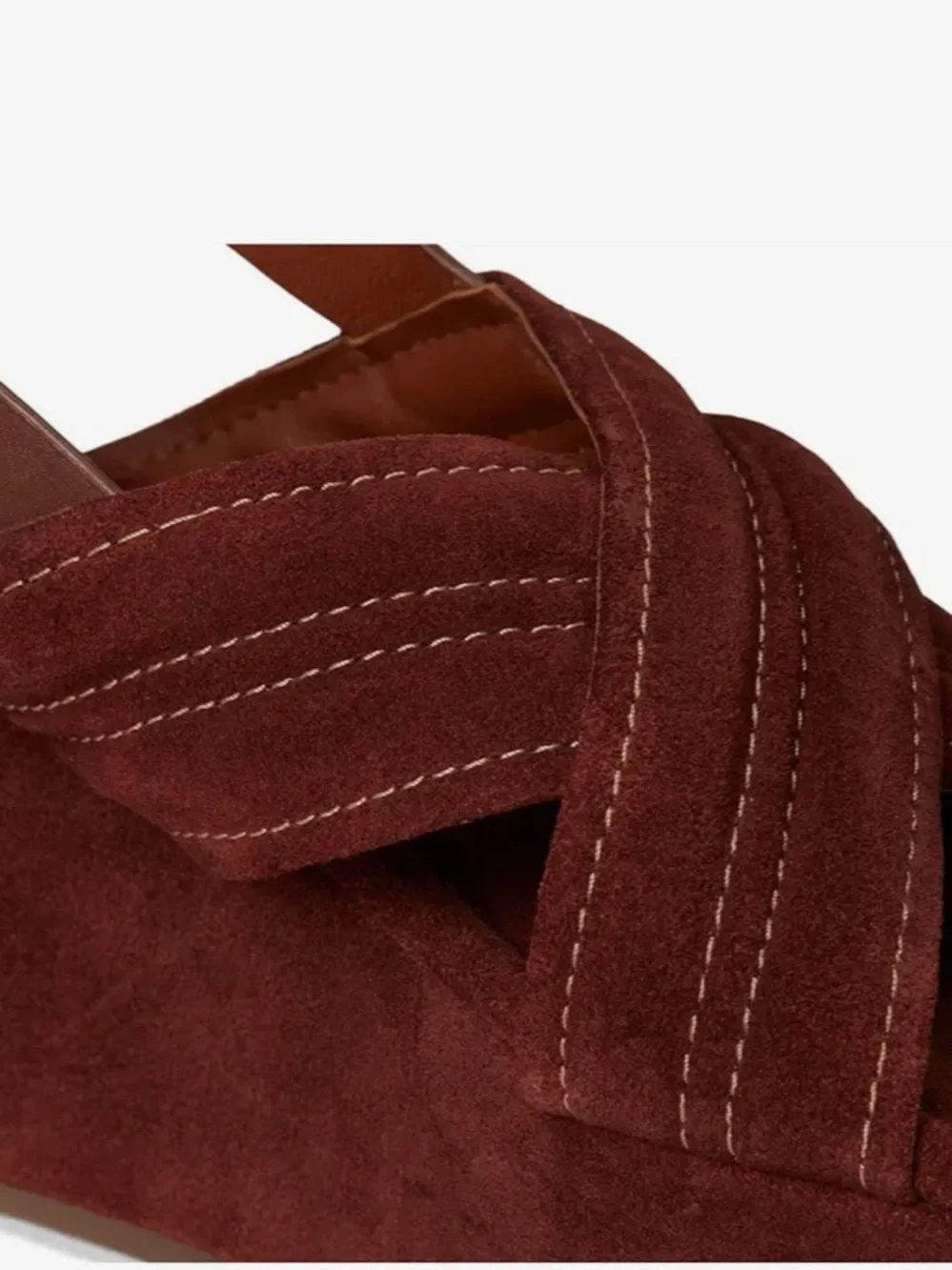 Platform Suede Crisscross Slingback Sandal - Burgundy